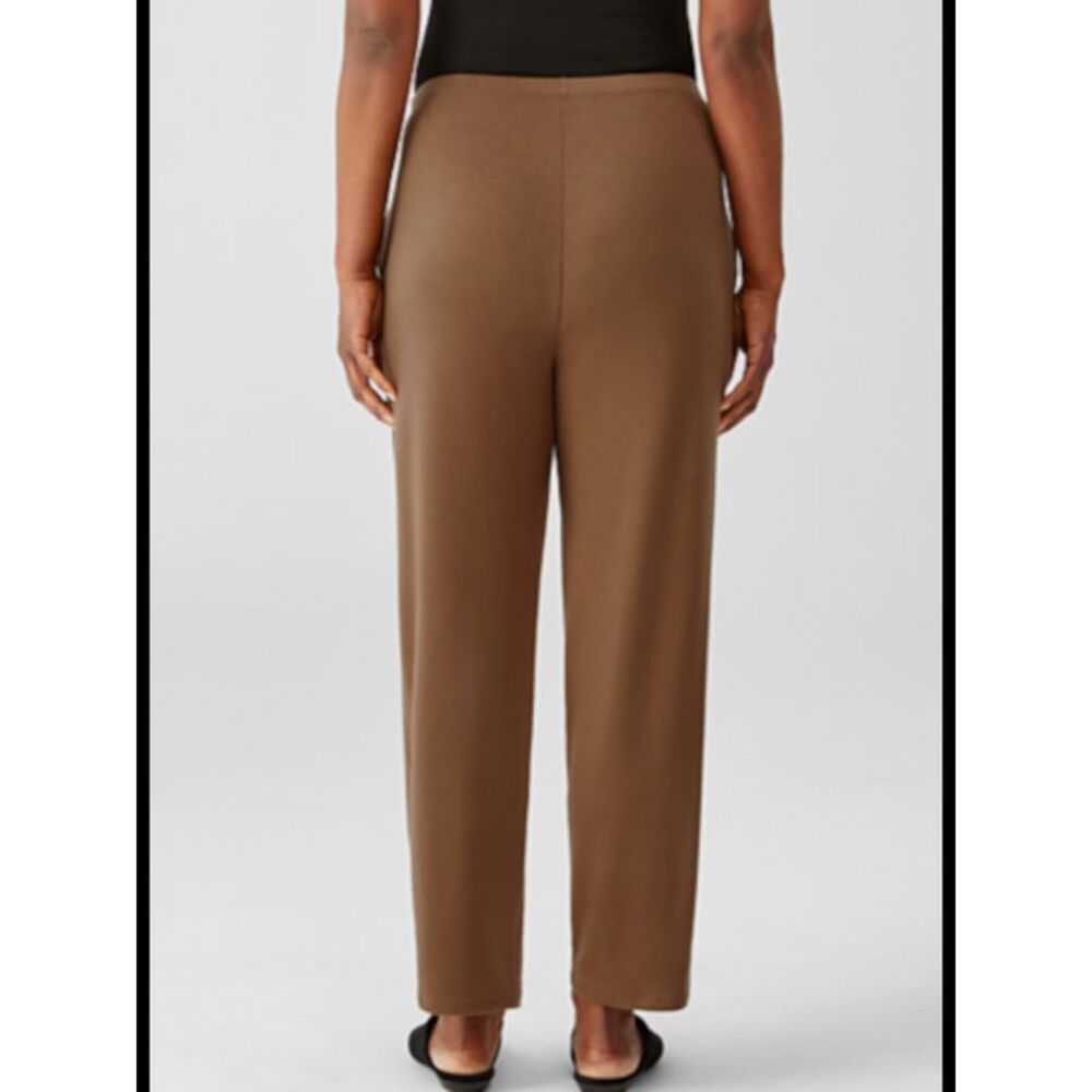 EILEEN FISHER Womens Brown Stretch Elastic Waist Tapered Leg Pants Petites PL - Picture 2 of 2
